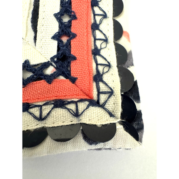 Tory Burch Tunic Blouse 6 Evil Eye Ivory Black Orange Embroidered Sequins Cotton - Picture 11 of 14